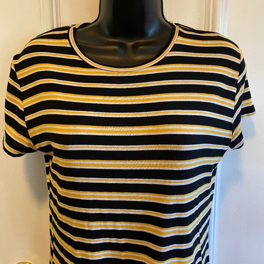 Zara Striped Top - Black/Yellow and White - Size S